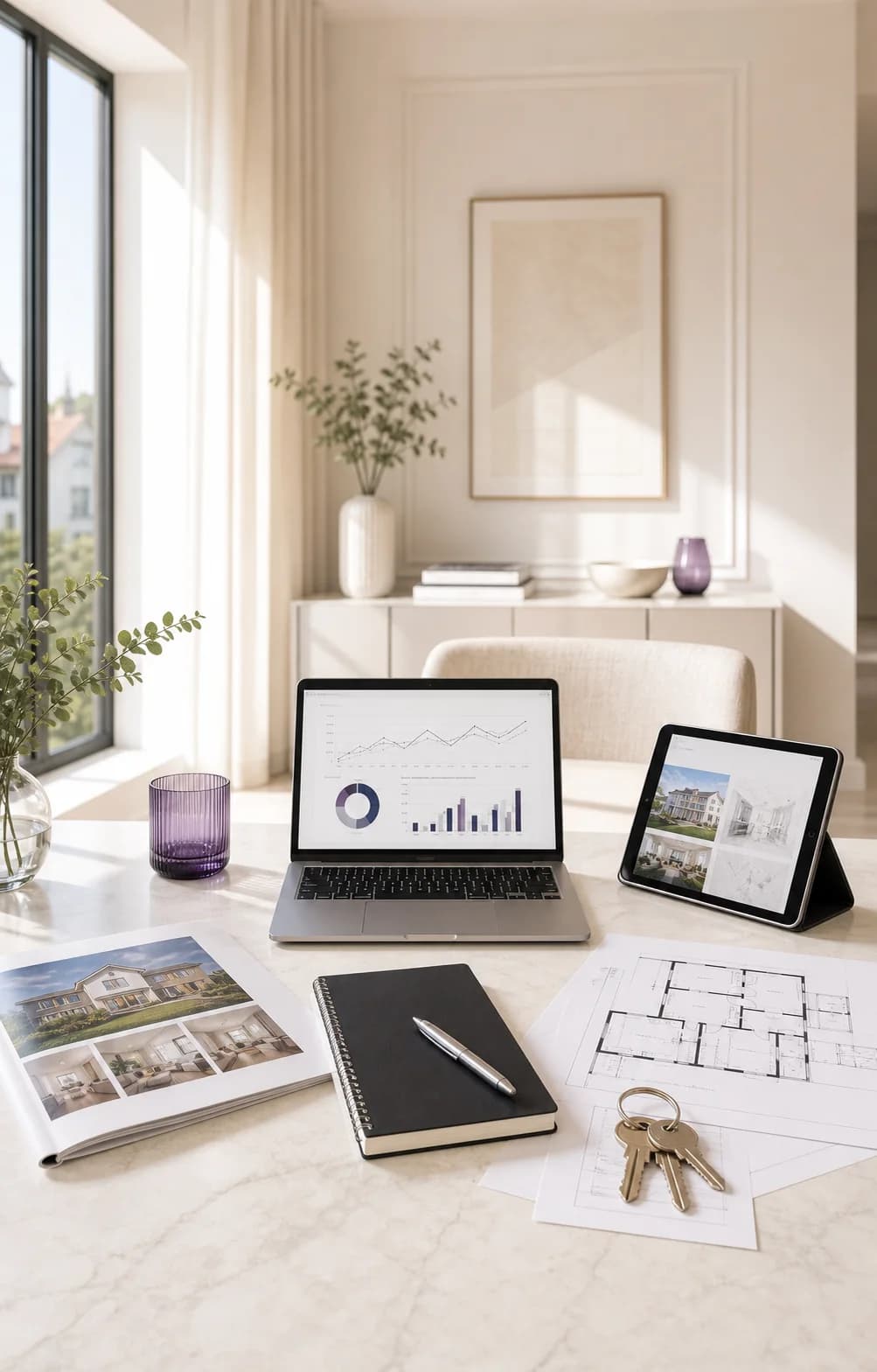 Arbeitsplatz für Online-Marketing und Immobilienvermarktung